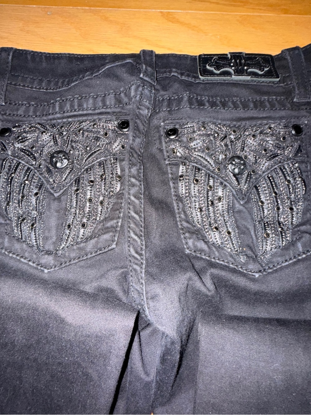 Miss Me Black Skinny Jeans with Embellished Back Pockets